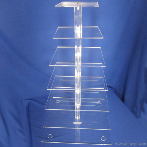 7 Tier Square Clear Acrylic Cake Cupcake Stand Tower