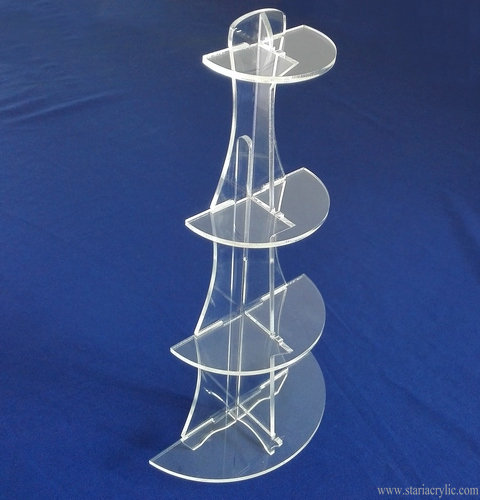4 Shelf Acrylic Half Round Circle Display Stand Riser for Boutiques Cupcake 