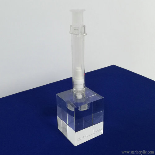 Acrylic Cosmetic Syringe Holder Cube Display Block Riser