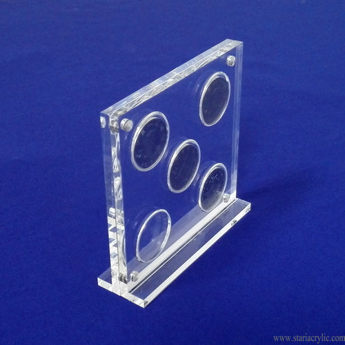 5 Hole Acrylic Coin Display Stand Holder Frame