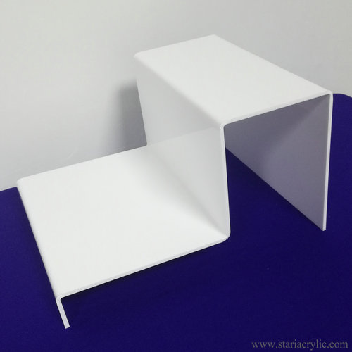 White Acrylic 2 Step Riser Display Stand 