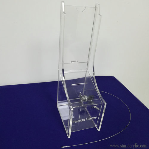 Lockable Acrylic Donation Box with Sign holder and Security system